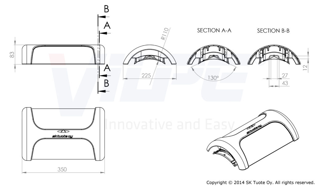 733914 Коньковый вентиль для металлической кровли PELTI KTV/HARJA коричневый чертеж