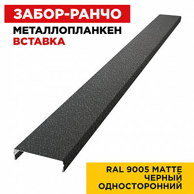 Ламель Металлопланкен ВСТАВКА 80мм на 20мм цвет RAL9005 МАТТЕ Черный односторонний