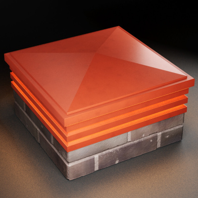 Колпак Бона Красный с посадкой 2х2 кирпича (513х513мм) с подсветкой фото 2